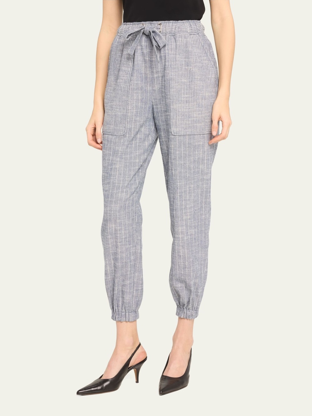 Ramy Brook Emerald Striped Pants in Brown Pinstripe